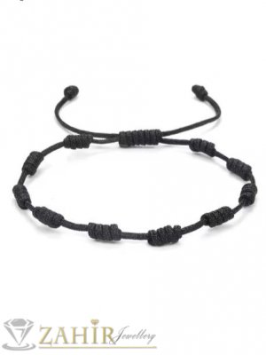 1 бр. черна плетена гривна против уроки направени със 7 възела за защита, регулираща се дължина- GU1115